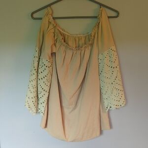 SHEIN Orange Long Sleeve Ruffled Blouse